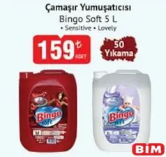BİNGO SOFT ÇAMAŞIR YUMUŞATICISI 5 LT fiyat ve kampanya bilgisi